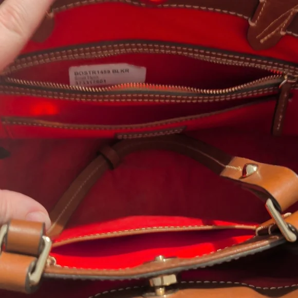 Dooney & Bourke Black and Red Leather Tote - Picture 4 of 6